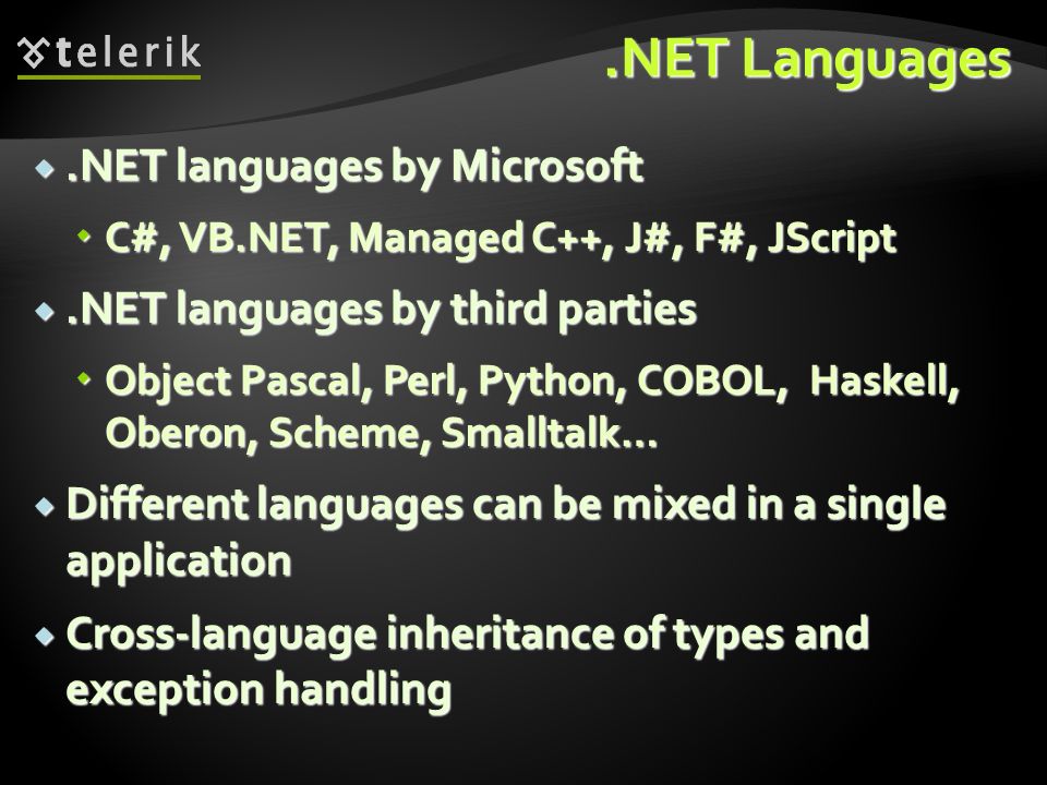 .NET Languages .NET languages by Microsoft