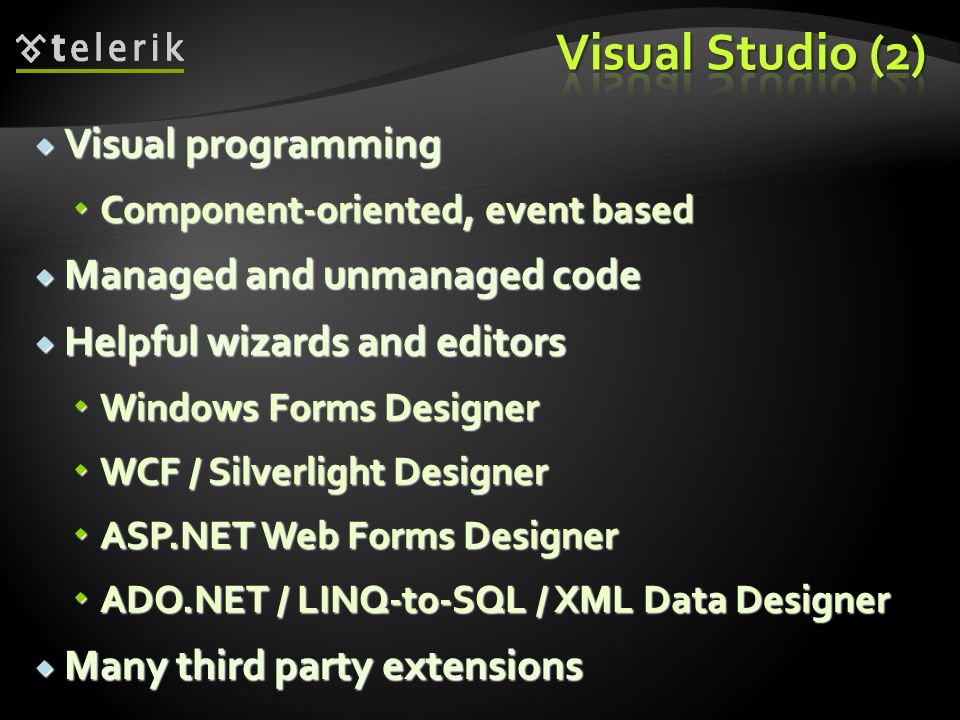 Visual Studio (2) Visual programming Managed and unmanaged code