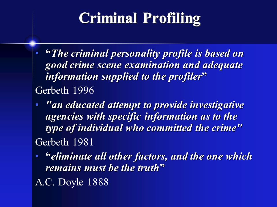 importance of criminal profiling
