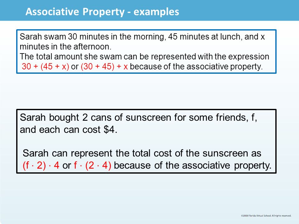 Associative Property - examples