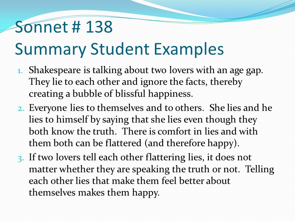 Sonnet #138 Summary and Analysis Notes - ppt video online download