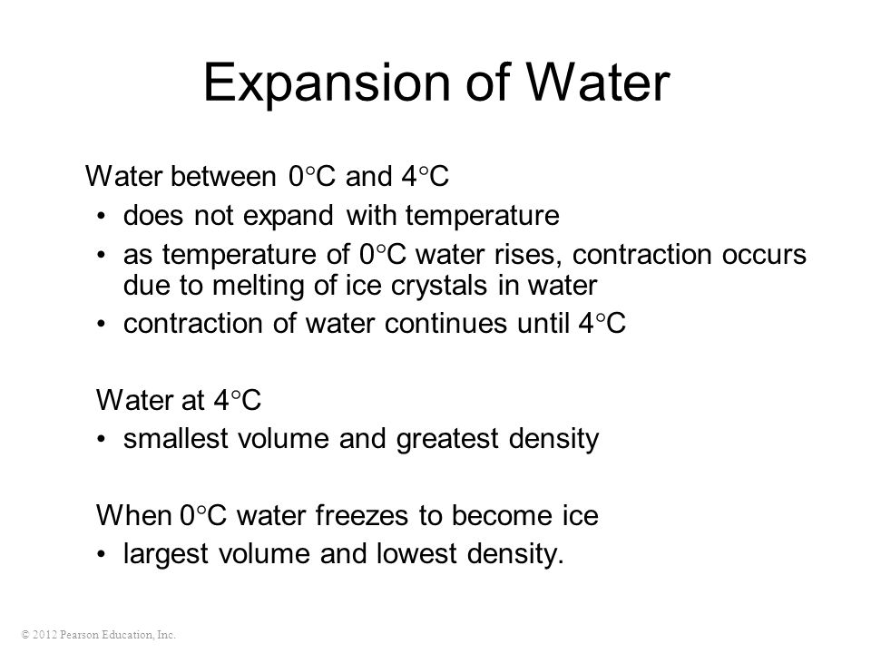 Expansion of Water Water between 0C and 4C