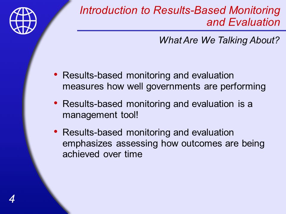 Introduction to Results-Based Monitoring and Evaluation