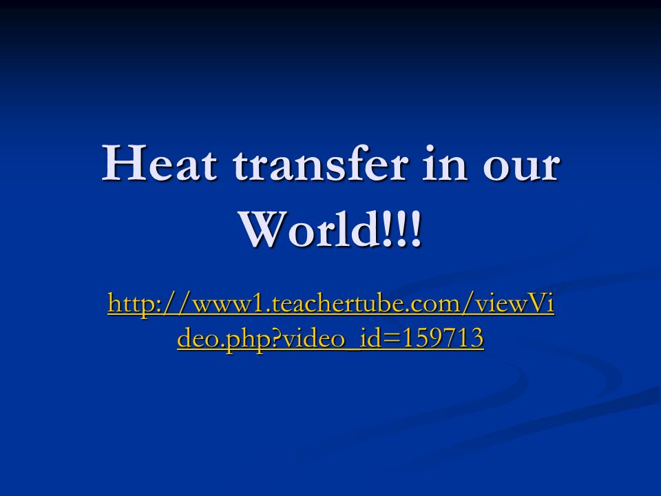 Heat transfer in our World!!!