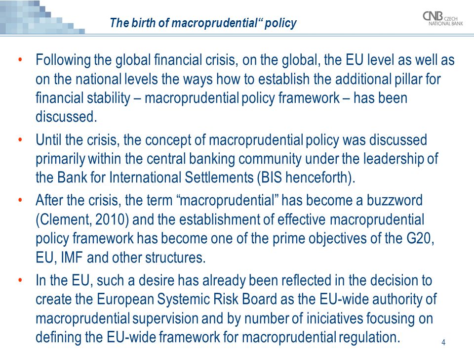 Macroprudential policy and instruments: Setting counter-cyclical capital  buffers in converging economies Jan Frait Executive Director Financial  Stability. - ppt download