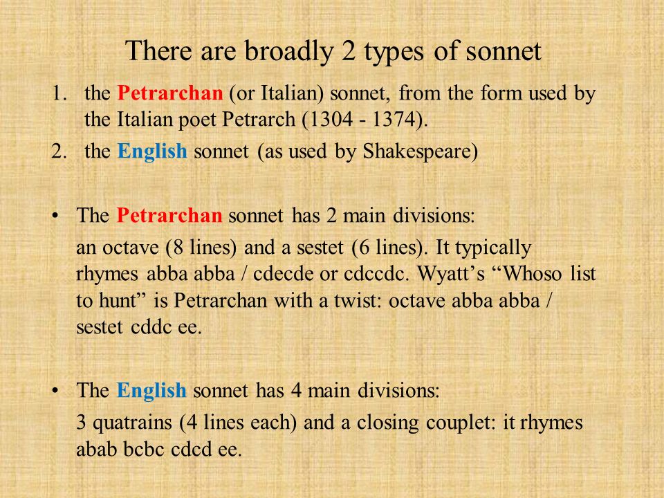 There are broadly 2 types of sonnet - ppt video online download