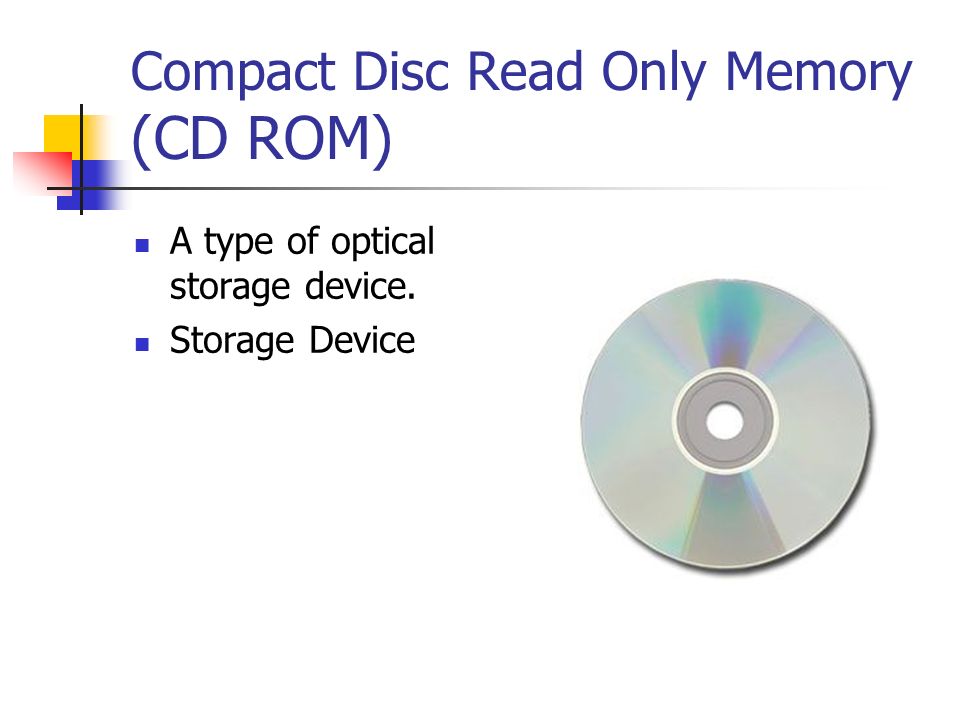 Compact Disc Read Only Memory (CD ROM)