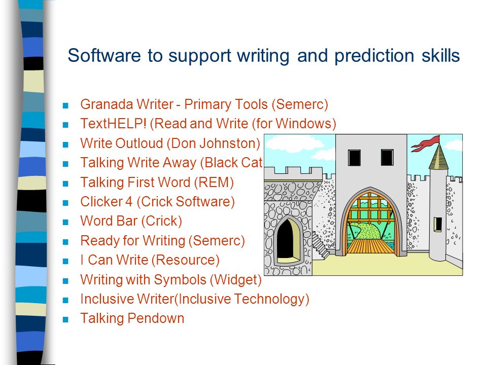 Software to support writing and prediction skills