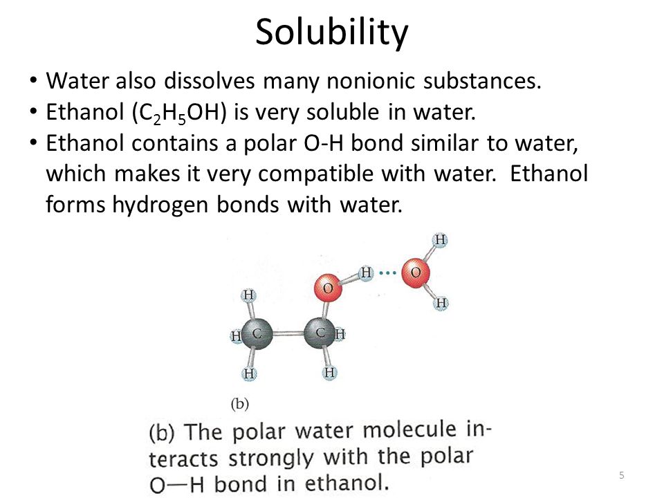 Solubility Water also dissolves many nonionic substances.