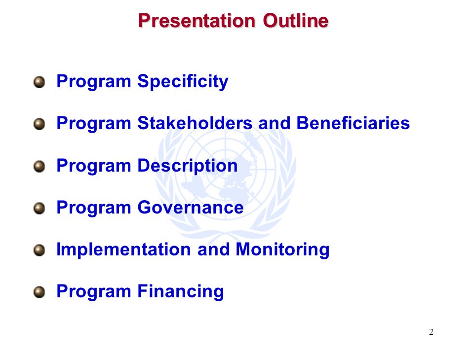 Presentation Outline Program Specificity