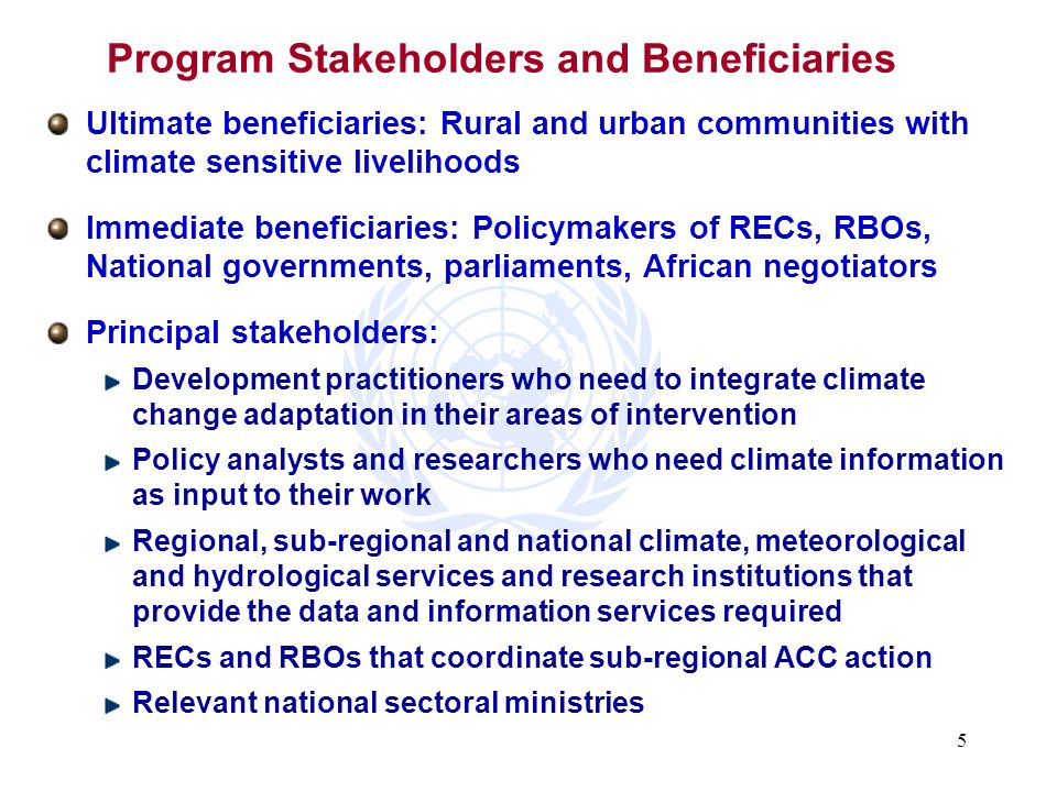 Program Stakeholders and Beneficiaries