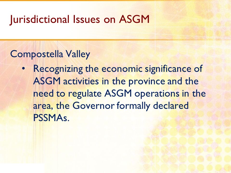 Jurisdictional Issues on ASGM