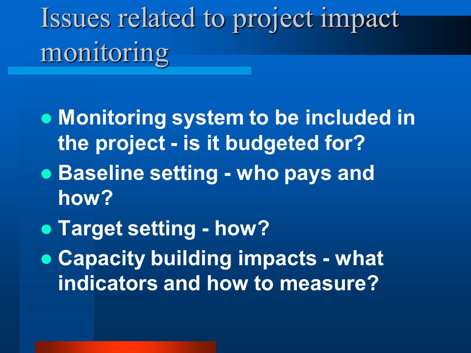 Issues related to project impact monitoring