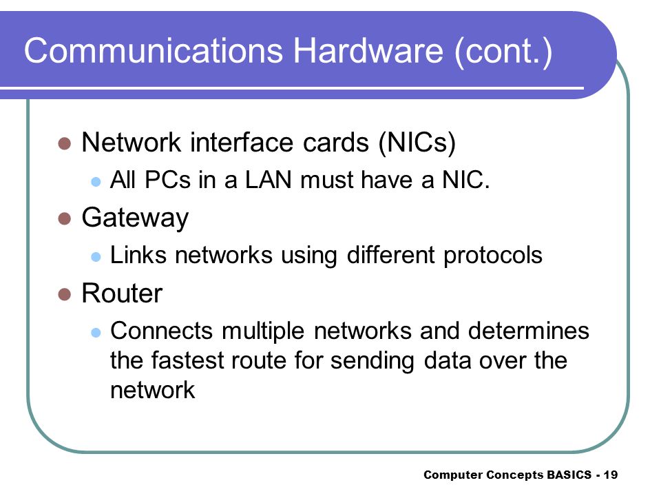 Communications Hardware (cont.)
