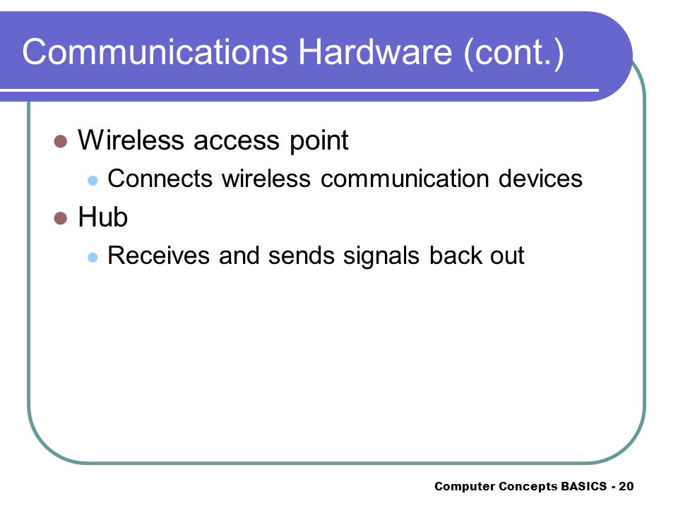 Communications Hardware (cont.)