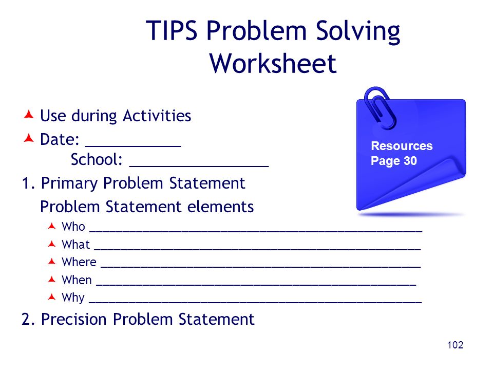 TIPS Problem Solving Worksheet