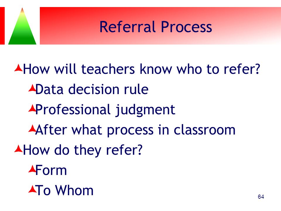Referral Process How will teachers know who to refer