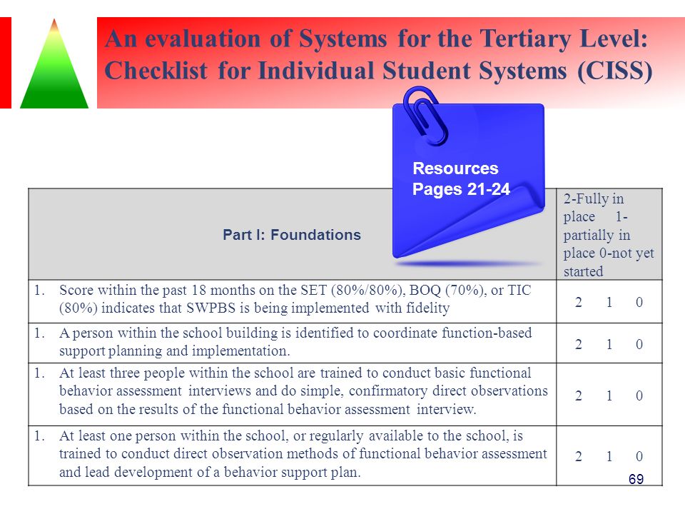 An evaluation of Systems for the Tertiary Level: