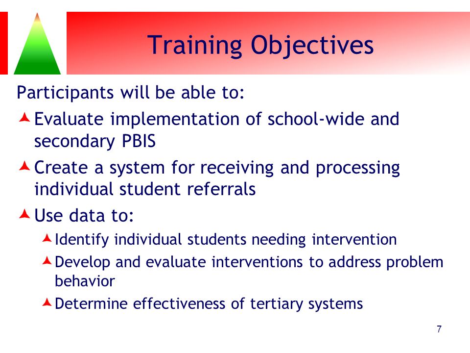 Training Objectives Participants will be able to: