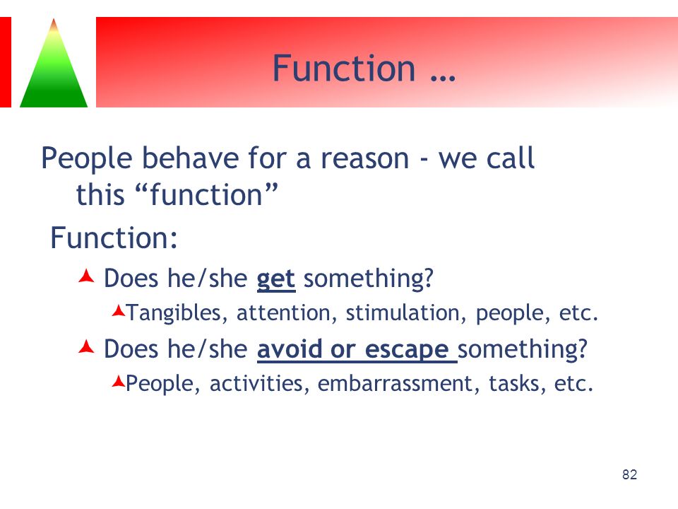 Function … People behave for a reason - we call this function