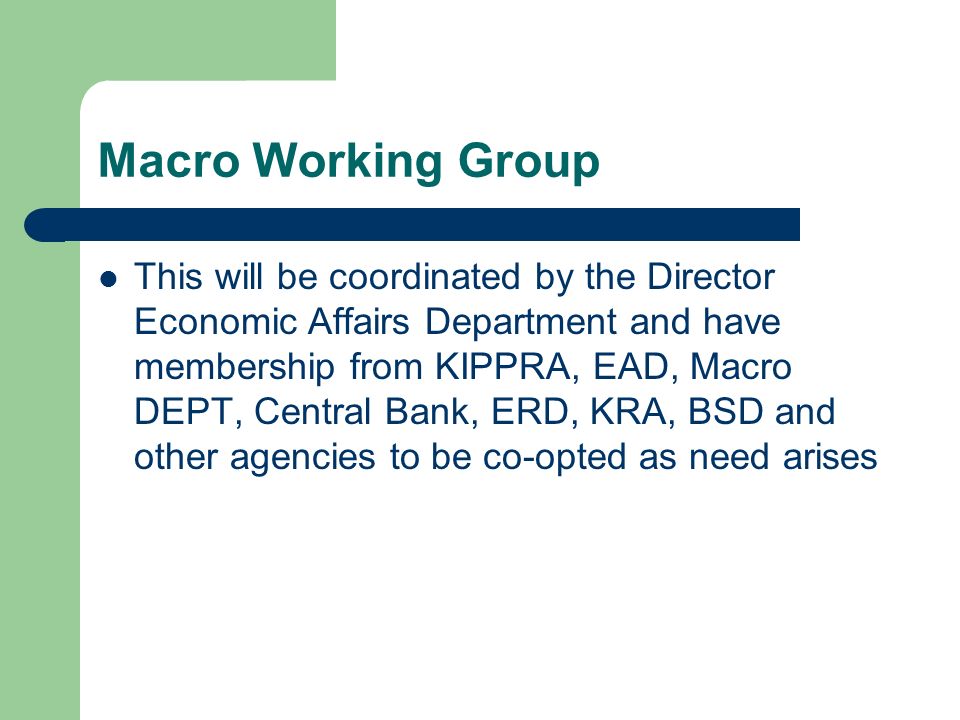 Macro Working Group