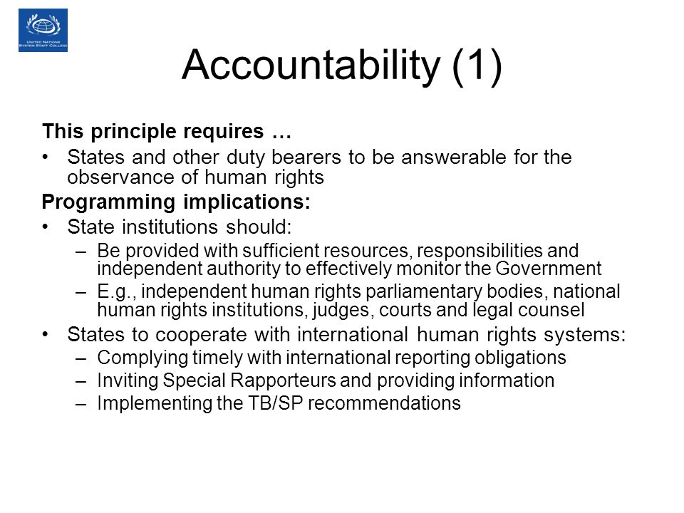 Accountability (1) This principle requires …