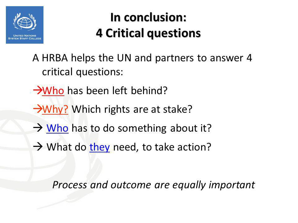 In conclusion: 4 Critical questions