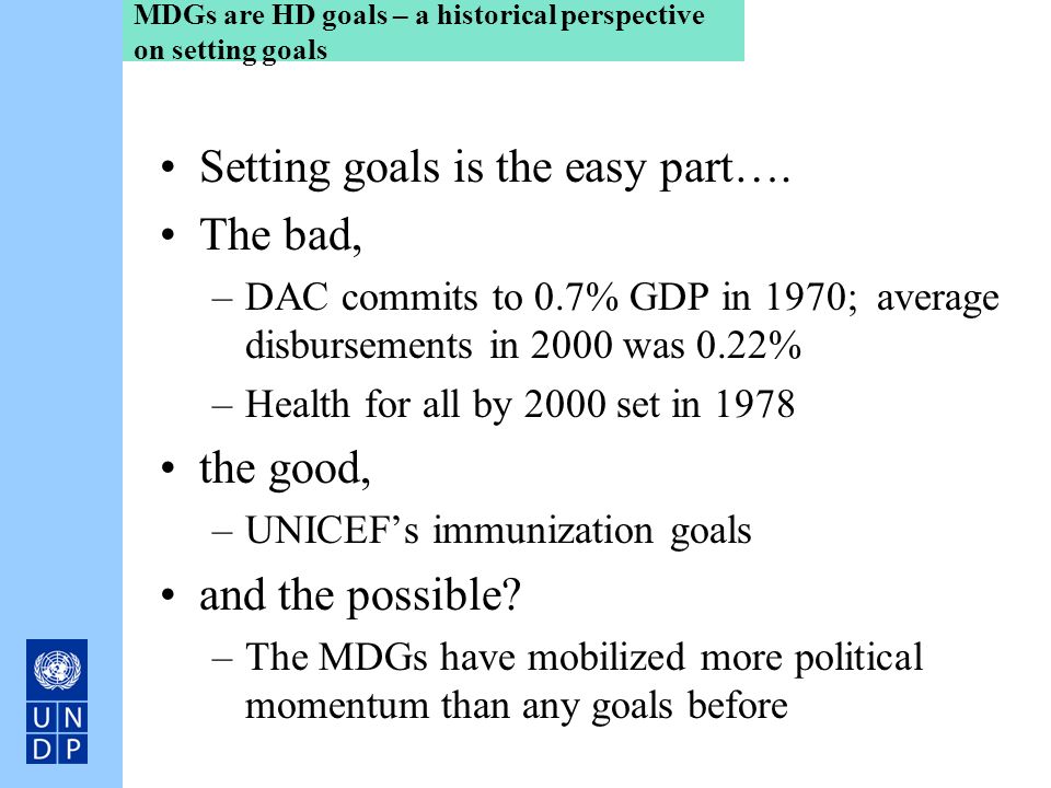 MDGs are HD goals – a historical perspective on setting goals