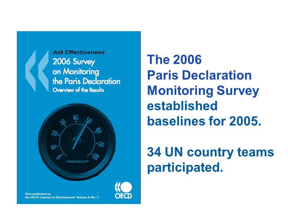 The 2006 Paris Declaration Monitoring Survey established baselines for 2005.