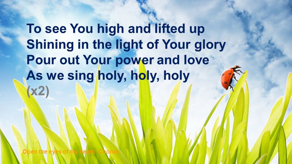 To see You high and lifted up Shining in the light of Your glory