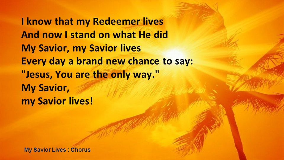 I know that my Redeemer lives And now I stand on what He did