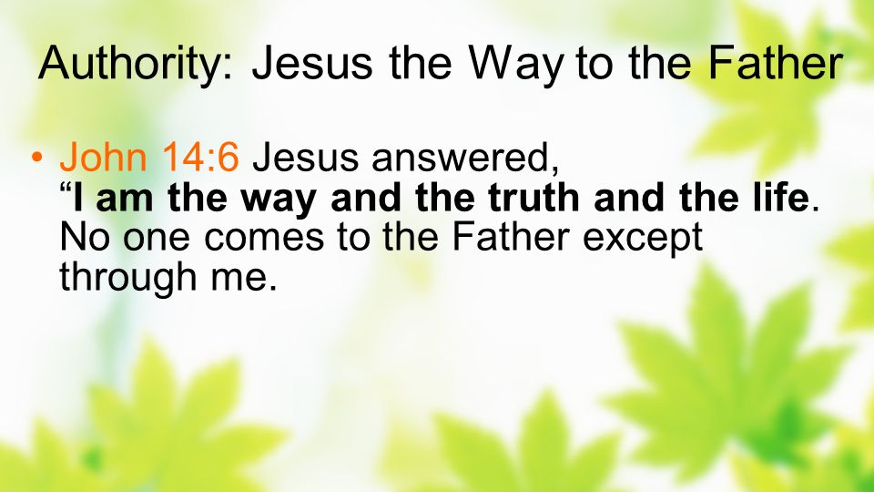 Authority: Jesus the Way to the Father