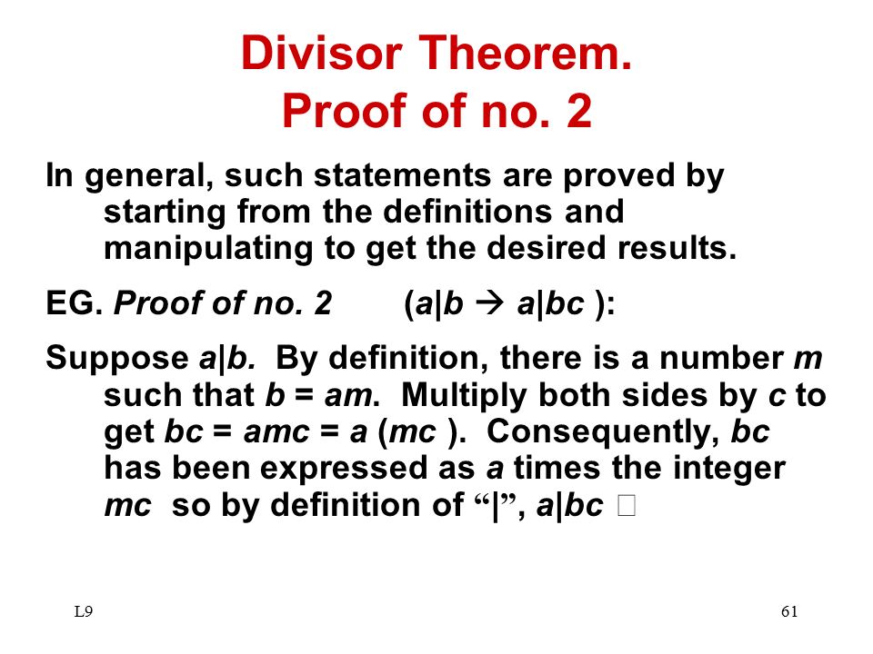 Divisor Theorem. Proof of no. 2
