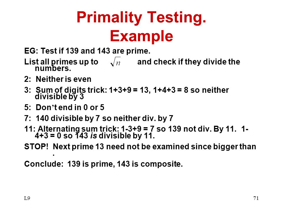 Primality Testing. Example