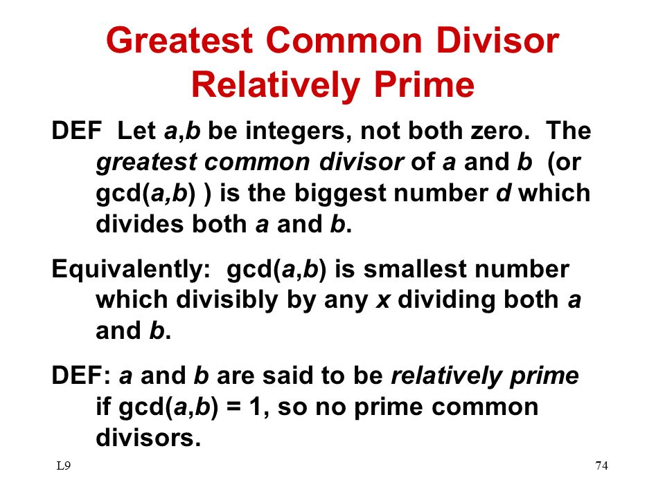Greatest Common Divisor Relatively Prime