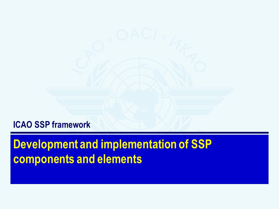Development and implementation of SSP components and elements