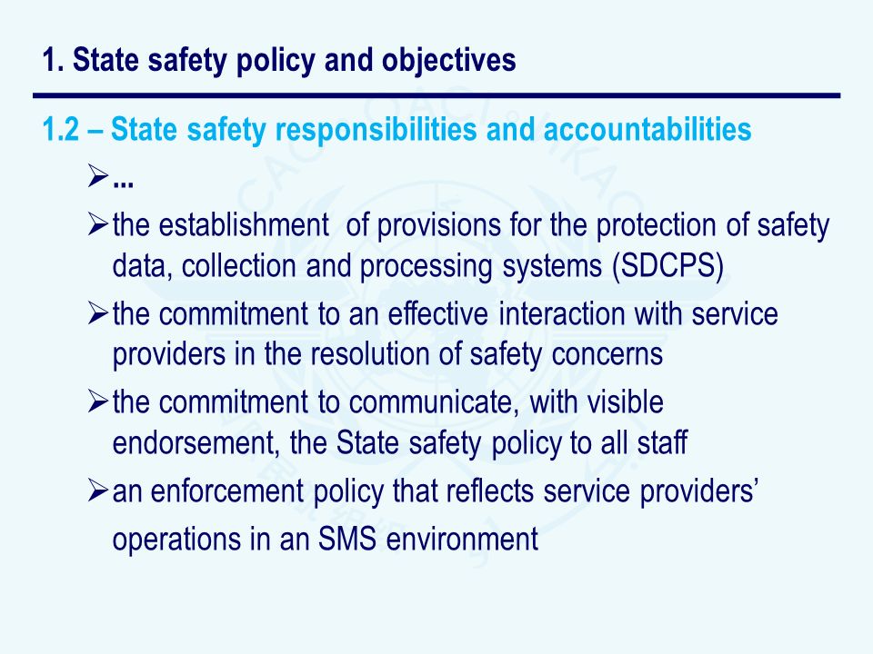 1. State safety policy and objectives
