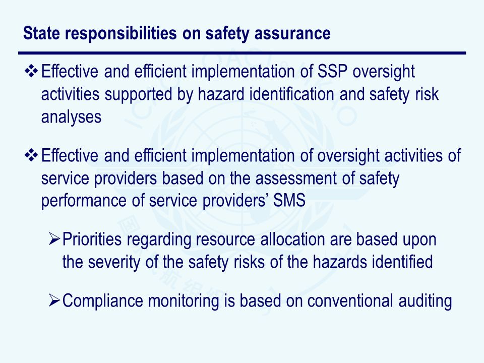 State responsibilities on safety assurance