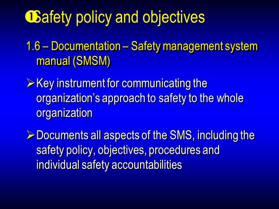 Safety policy and objectives