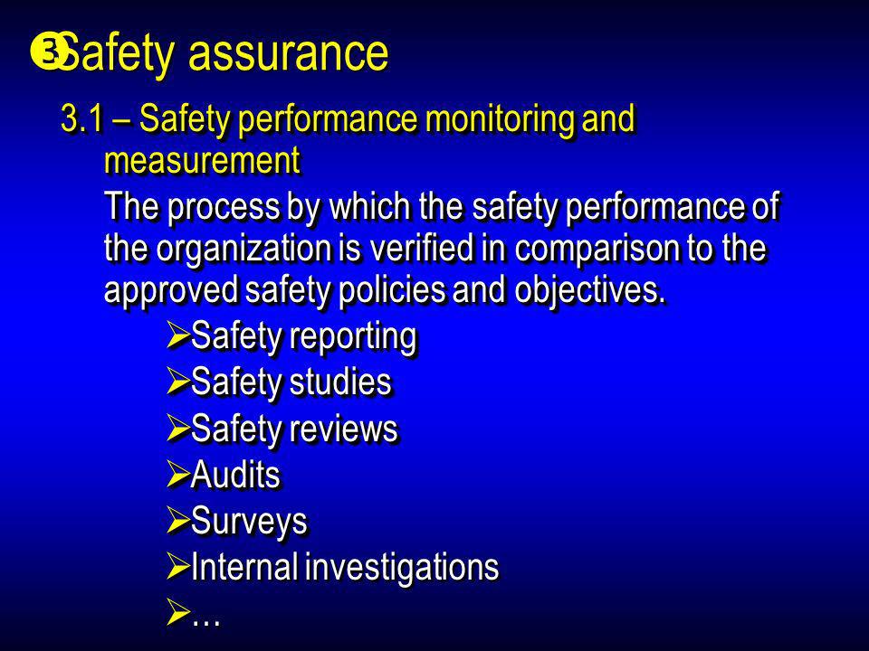 Safety assurance 3.1 – Safety performance monitoring and measurement