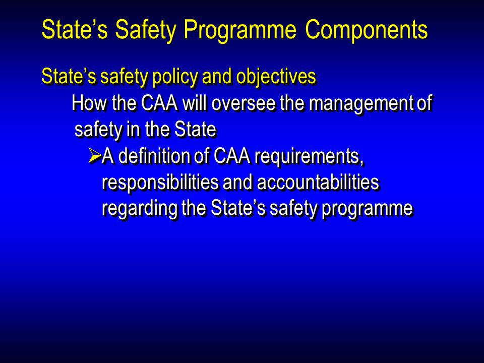 State’s Safety Programme Components