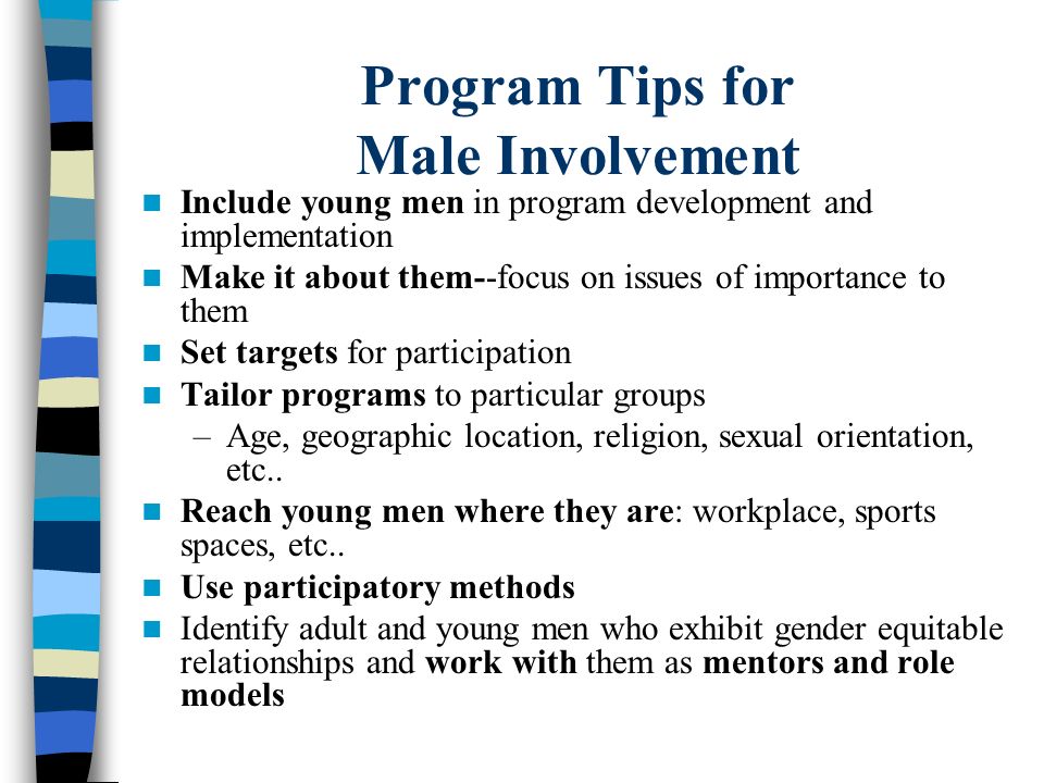 Program Tips for Male Involvement