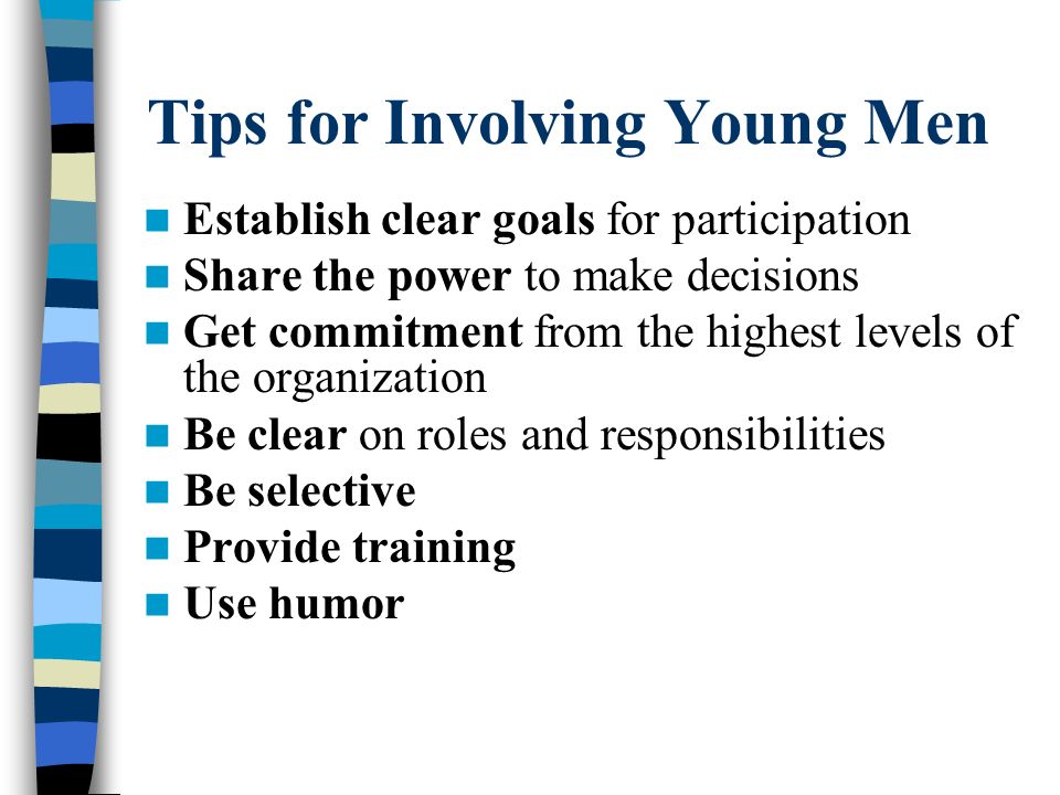 Tips for Involving Young Men