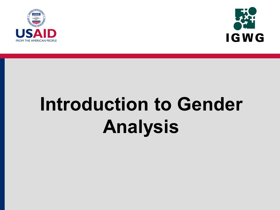 Introduction to Gender Analysis