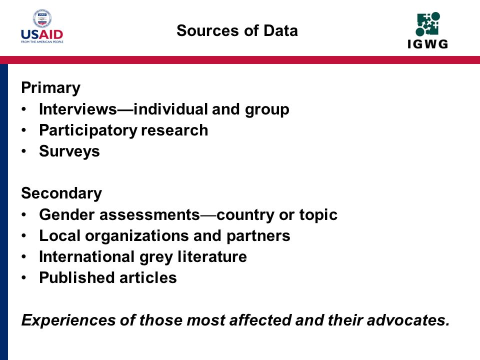 Interviews—individual and group Participatory research Surveys