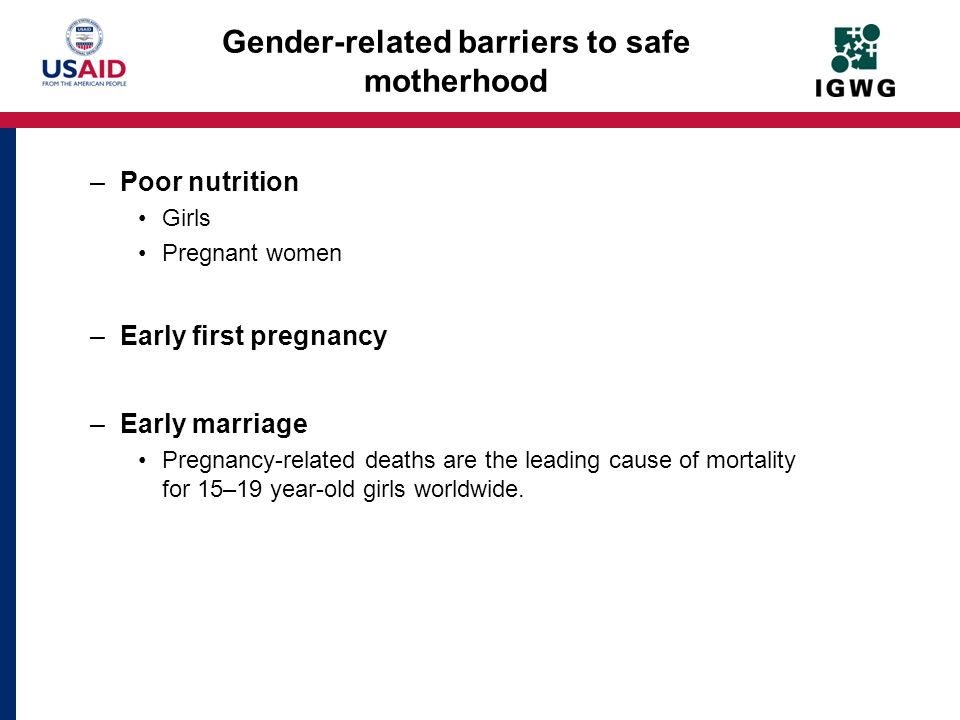 Gender-related barriers to safe motherhood
