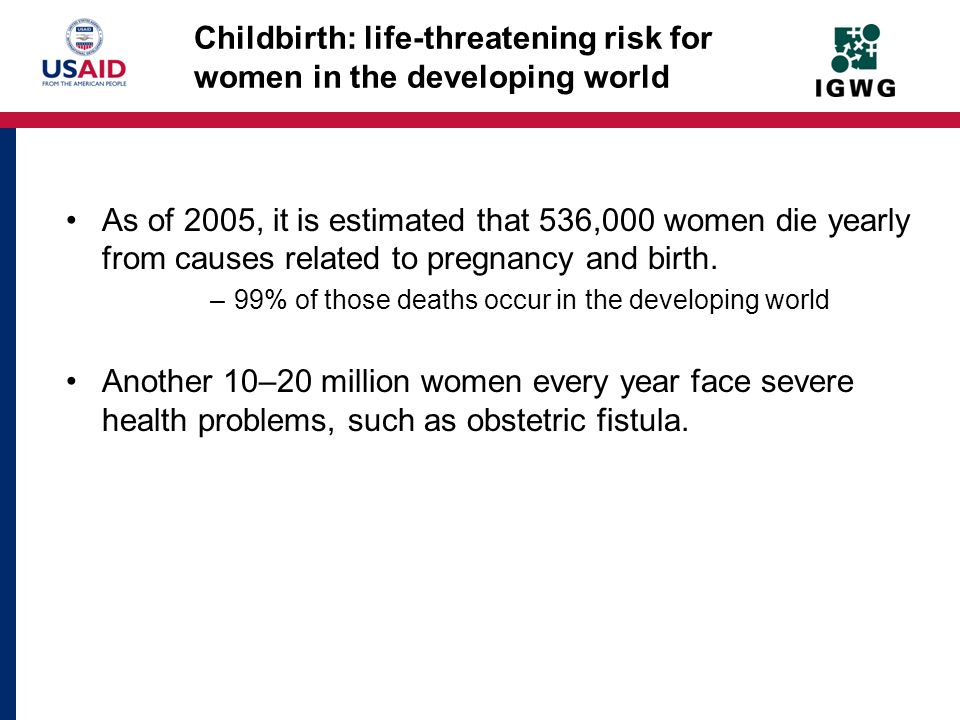 Childbirth: life-threatening risk for women in the developing world