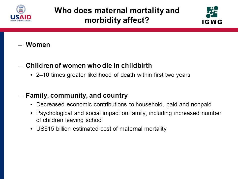 Who does maternal mortality and morbidity affect