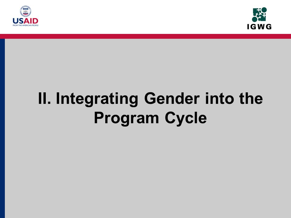 II. Integrating Gender into the Program Cycle