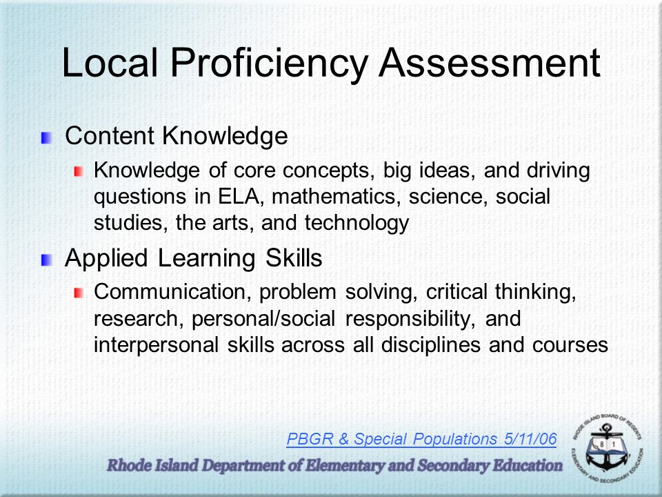 Local Proficiency Assessment